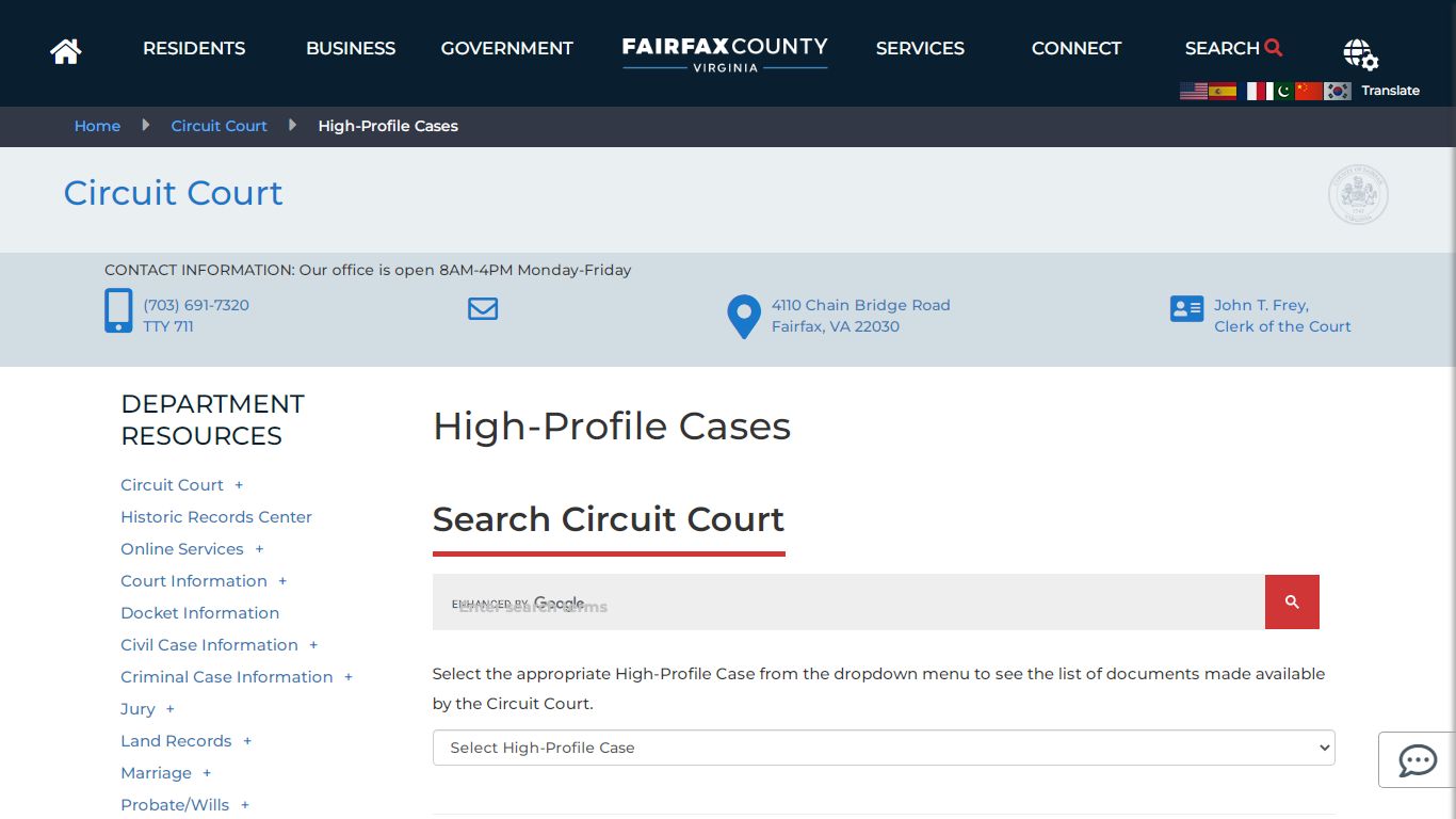 High-Profile Cases | Circuit Court - Fairfax County, Virginia